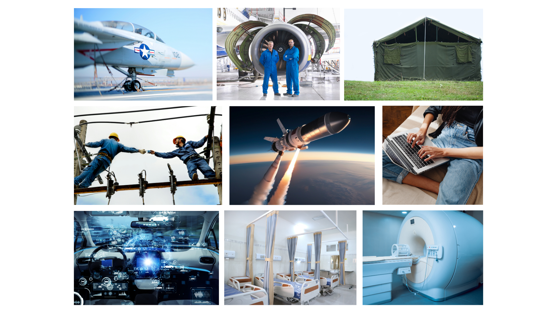 SILVEX applications across aerospace, defense, electrical work, automotive, consumer, and medical industries